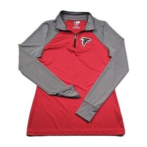 Atlanta Falcons NFL Team Apparel Womens M Red Pullover 1/4 Zip Sweatshirt DEAY